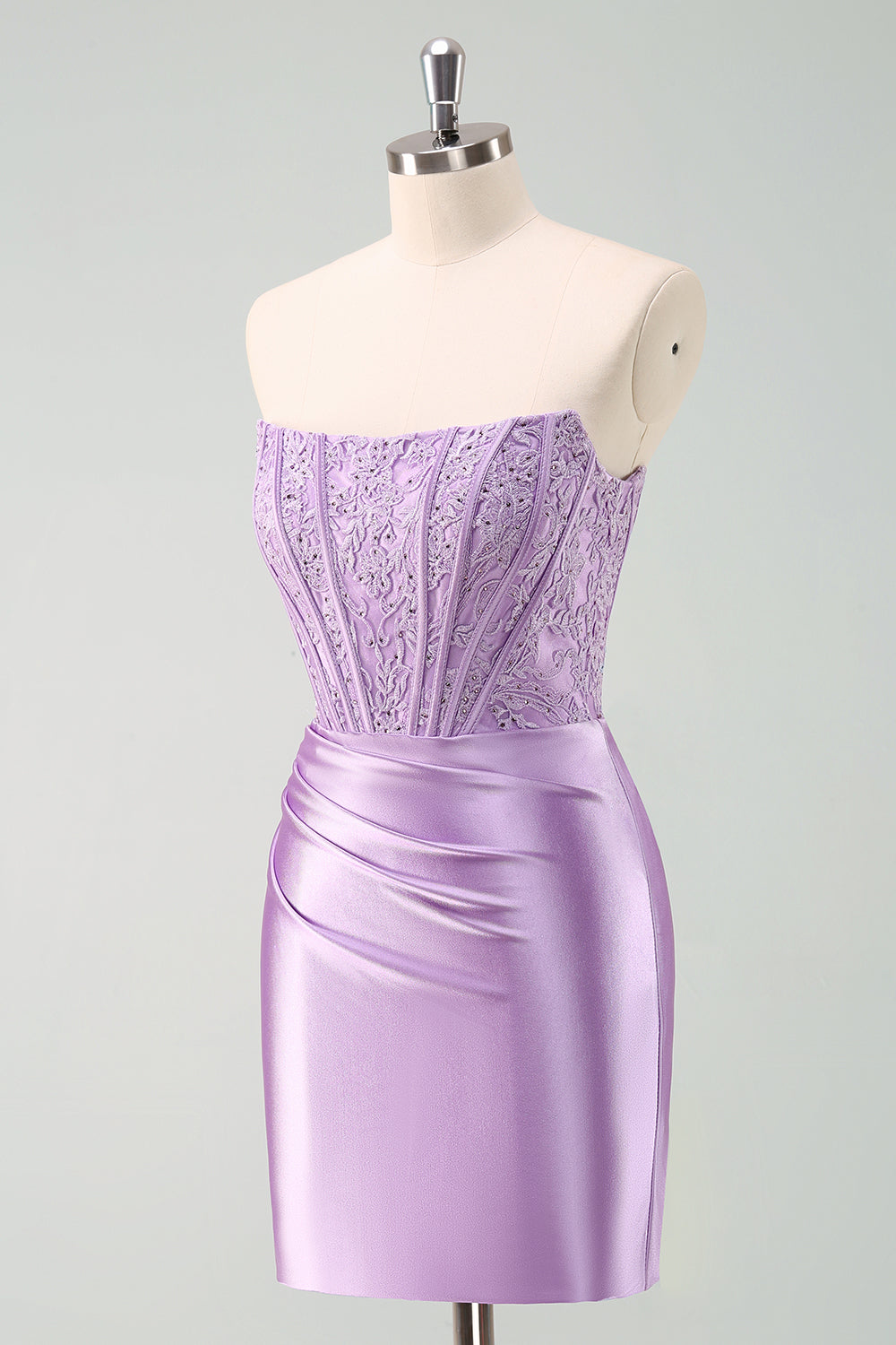 Sparkly Purple Strapless Bodycon Mini Dress for Homecoming
