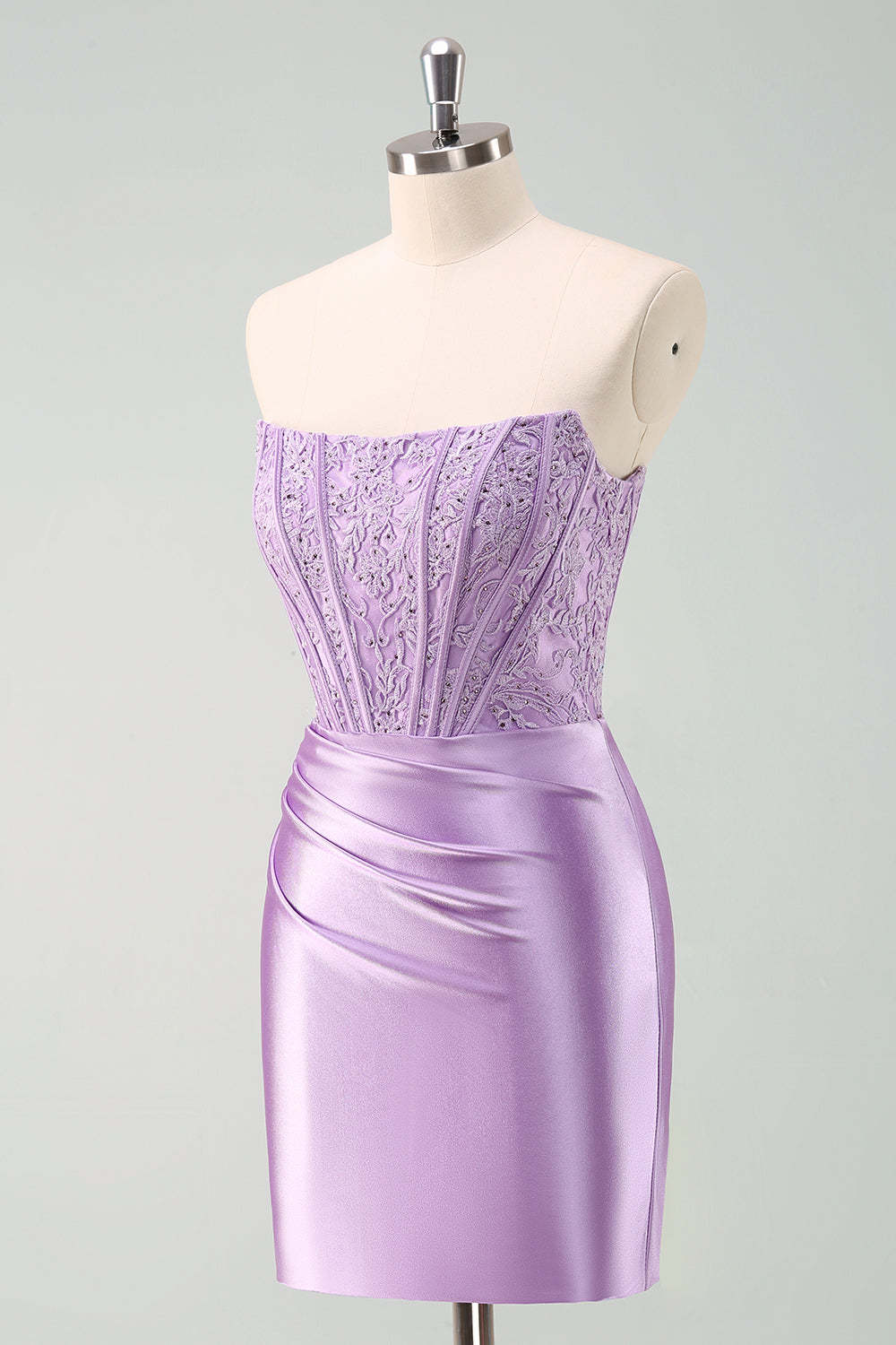 Sparkly Purple Strapless Bodycon Mini Dress for Homecoming