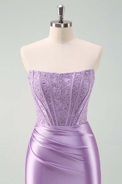 Sparkly Purple Strapless Bodycon Mini Dress for Homecoming
