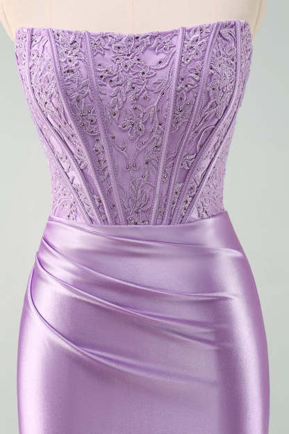 Sparkly Purple Strapless Bodycon Mini Dress for Homecoming