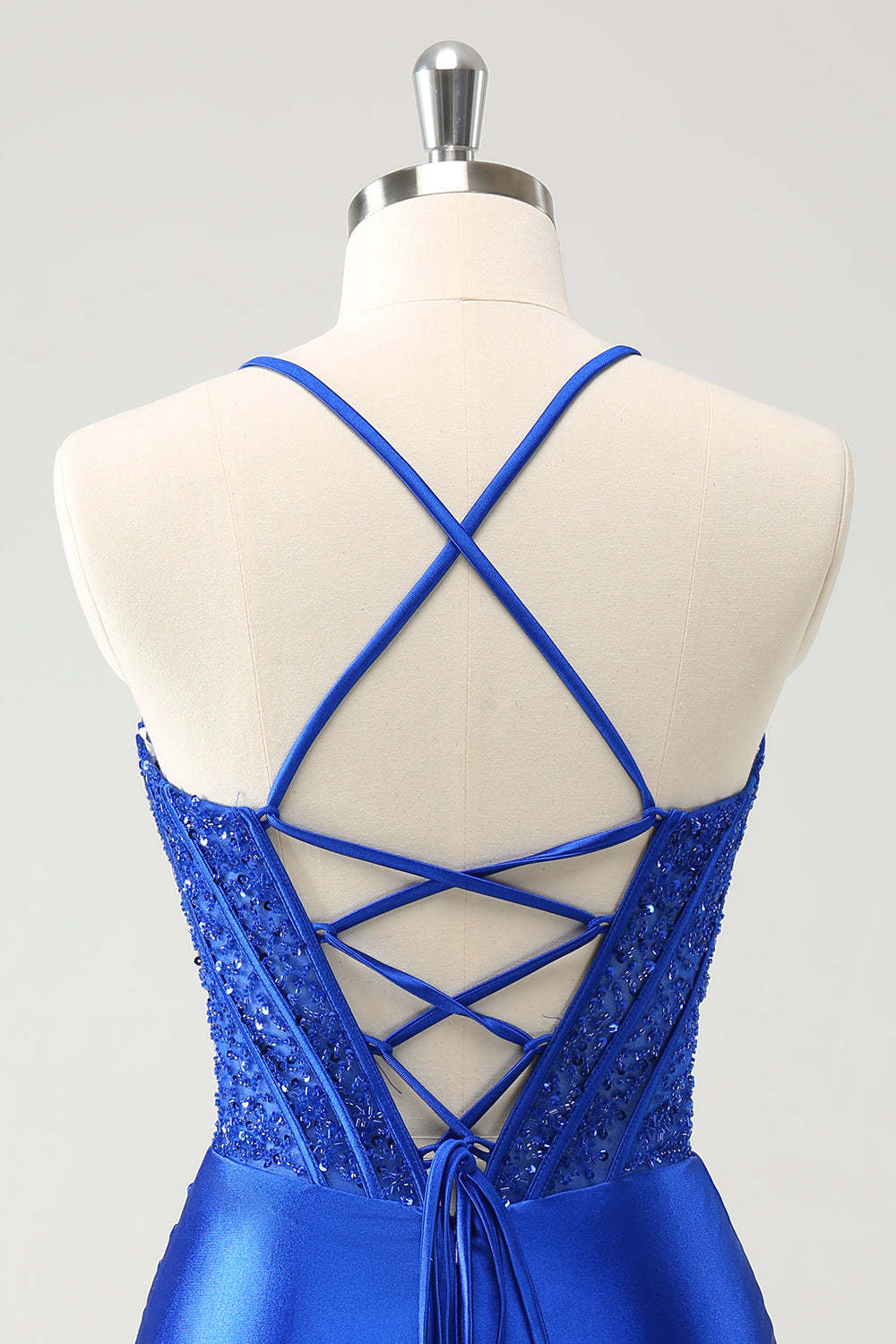 Sparkly Royal Blue Sweetheart Bodycon Corset Short Homecoming Dress with Lace Up Back
