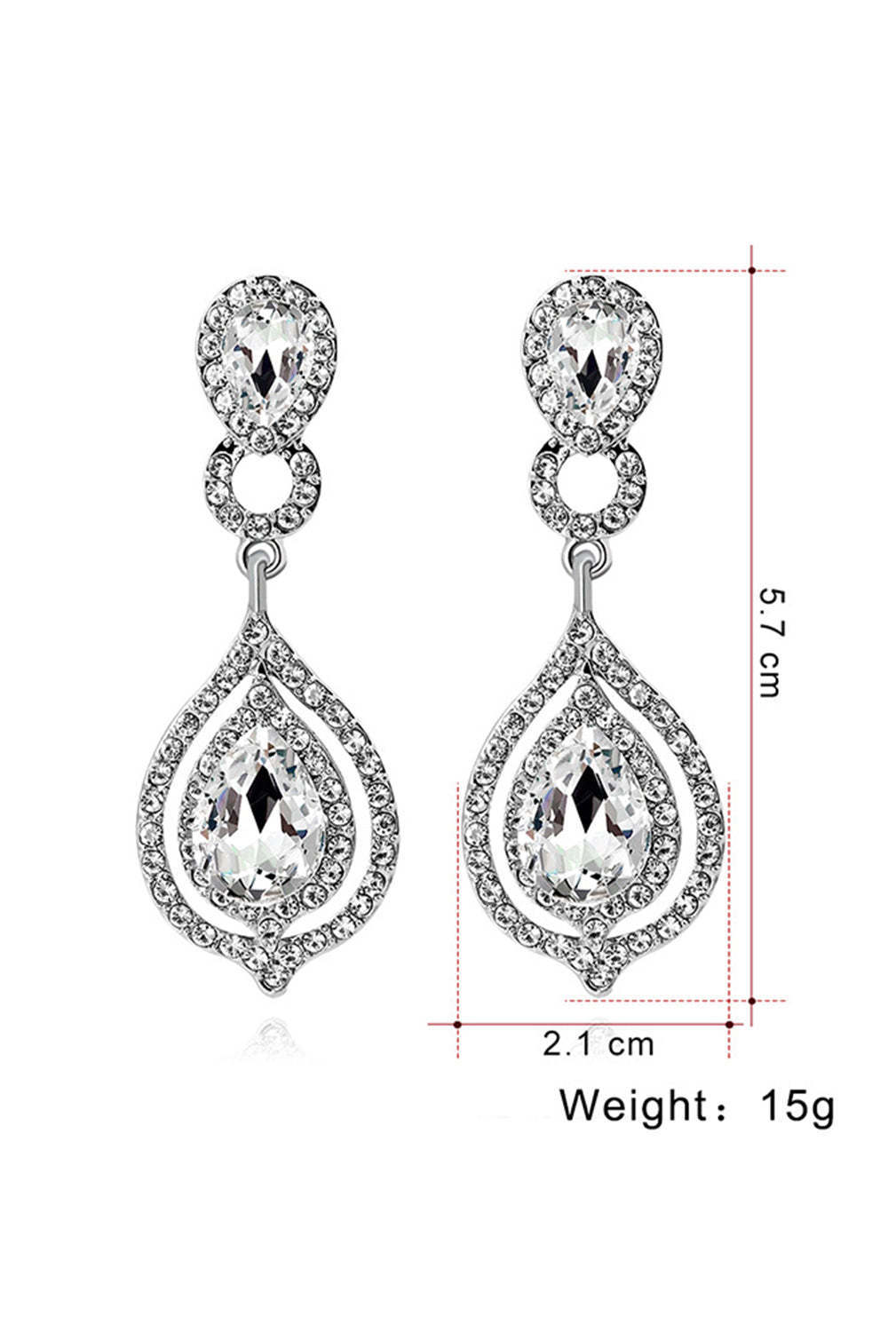 White Bridal Alloy Diamond Water Drop Earrings