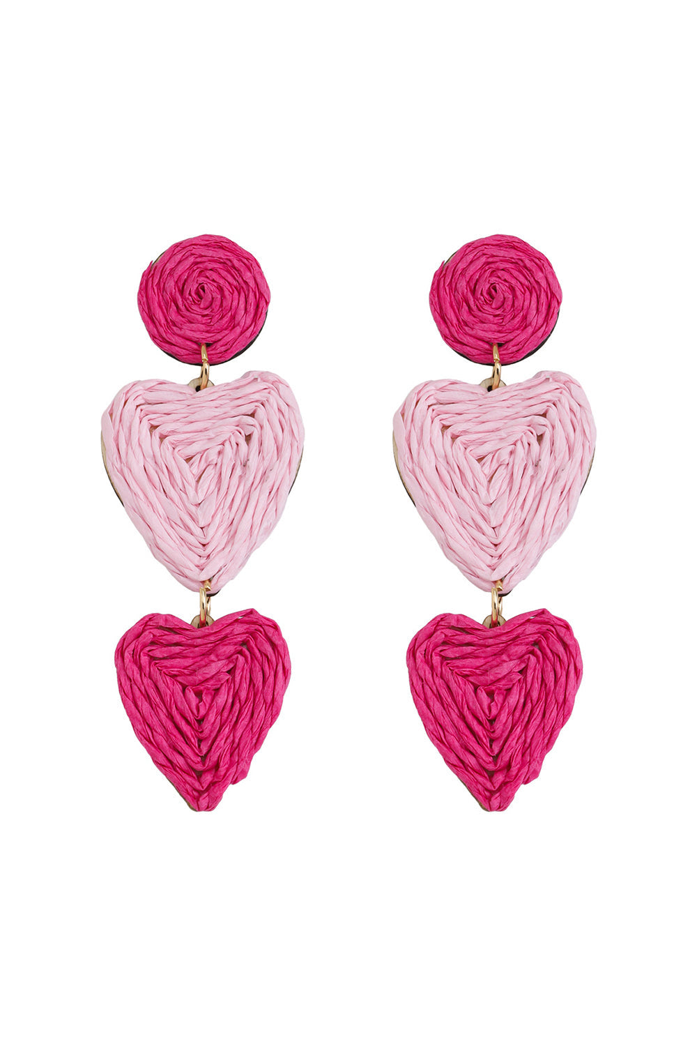 Cute Fuchsia Heart-shaped Earrings