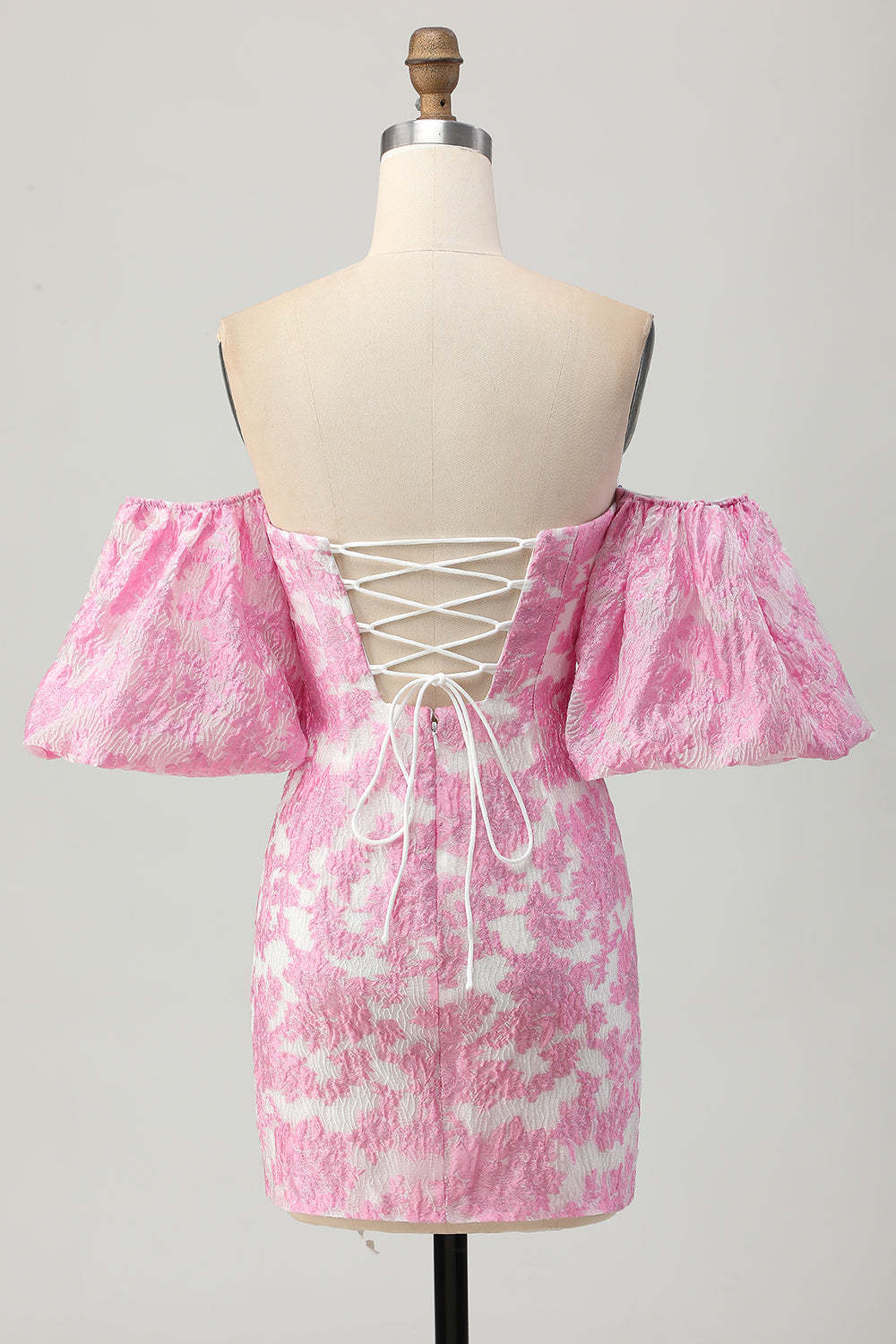 Pink Floral Bodycon Off the Shoulder Homecoming Dress with Detachable Sleeves