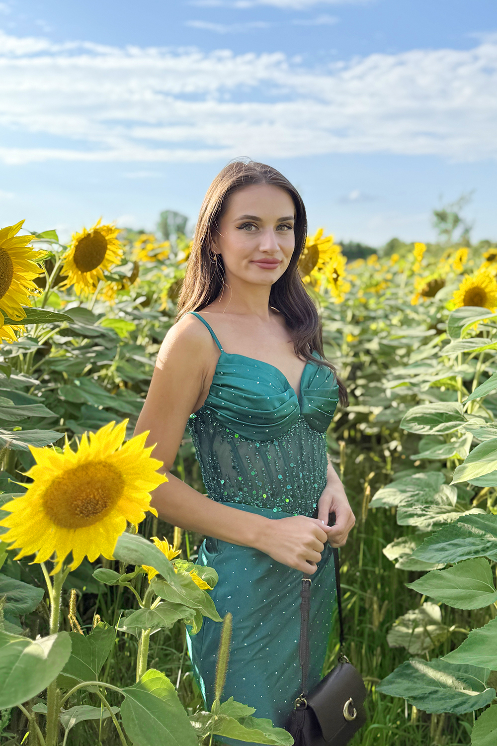 Dark Green Bodycon Corset Sequins Satin Homecoming Dress with Beading