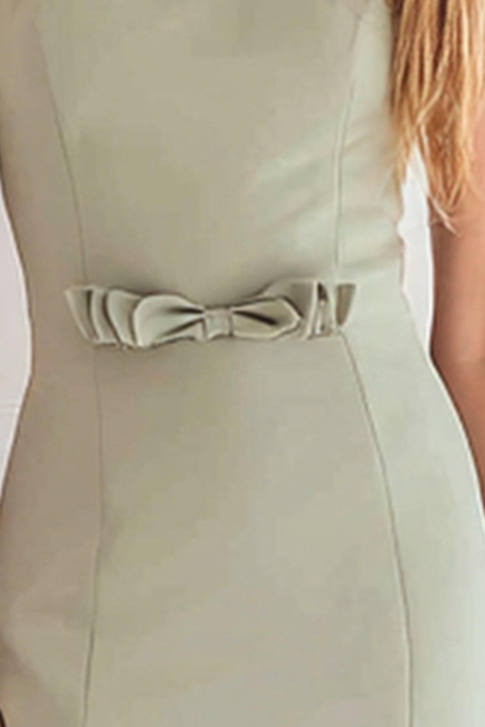Modecrush Dusty Sage Mermaid Crew Neck Long Prom Dress with Bowknot