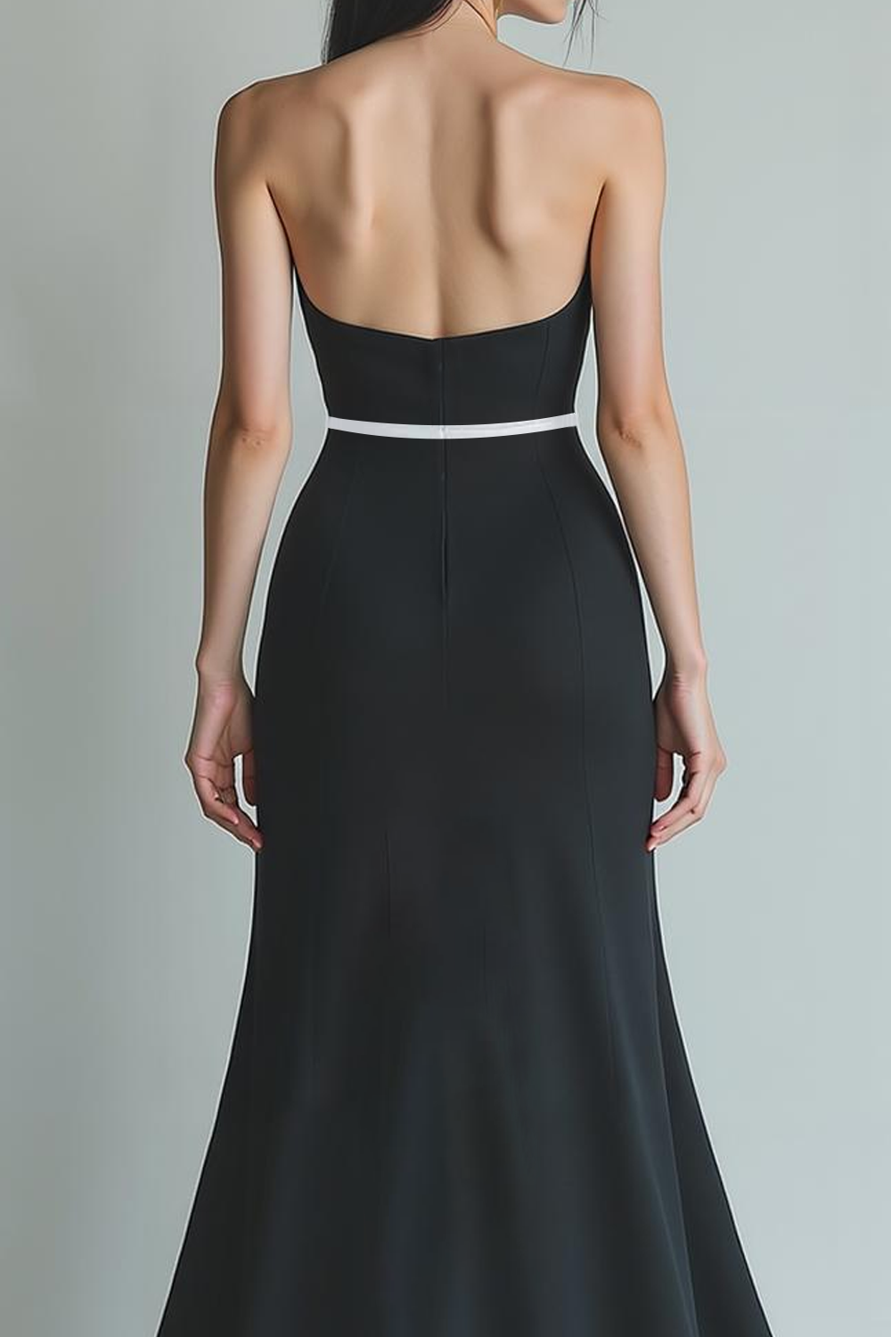 Modecrush Black A-Line Halter Chiffon Long Formal Dress with Slit