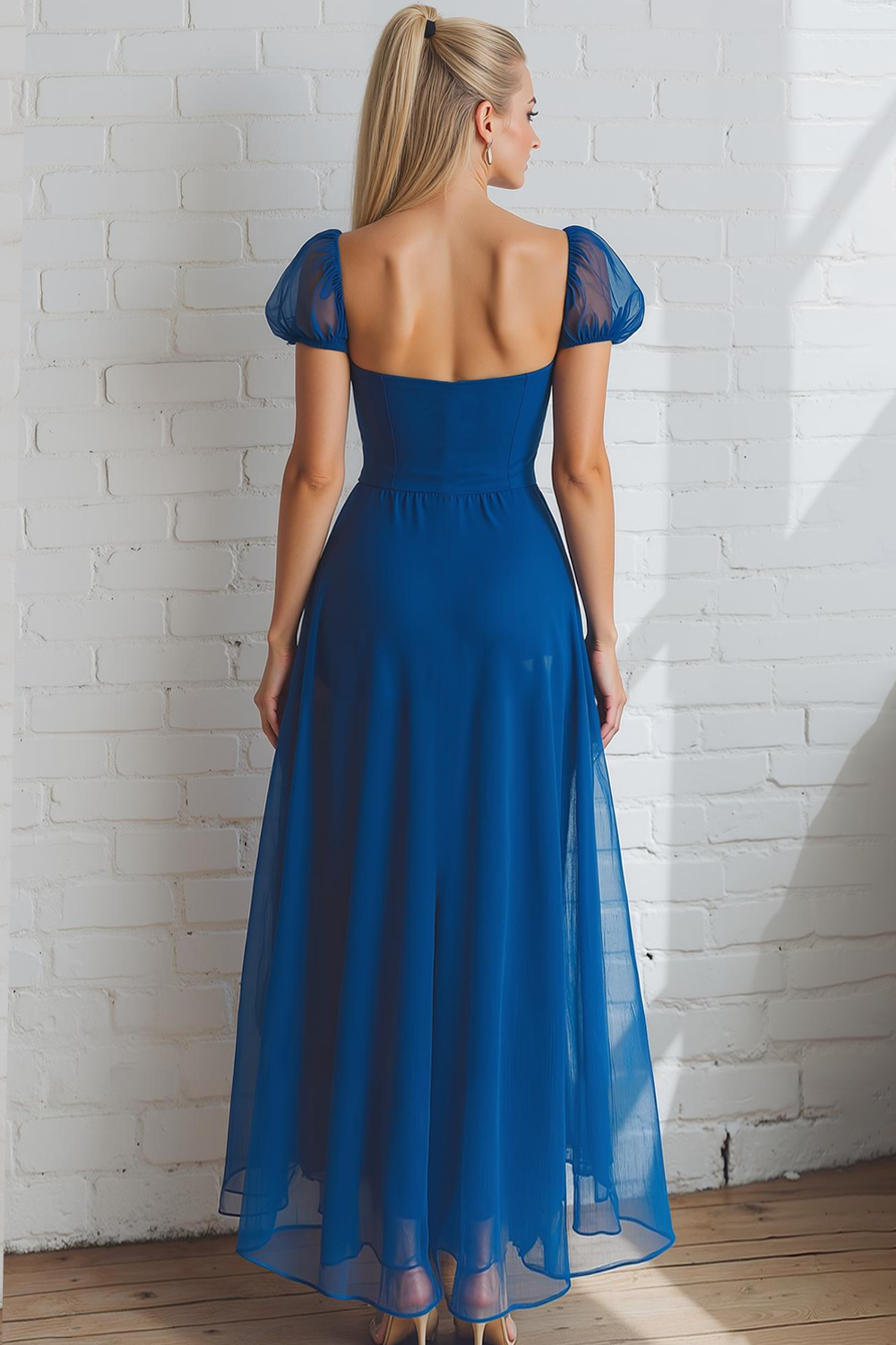 Modecrush Royal Blue A-Line Sweetheart Chiffon Long Formal Dress 