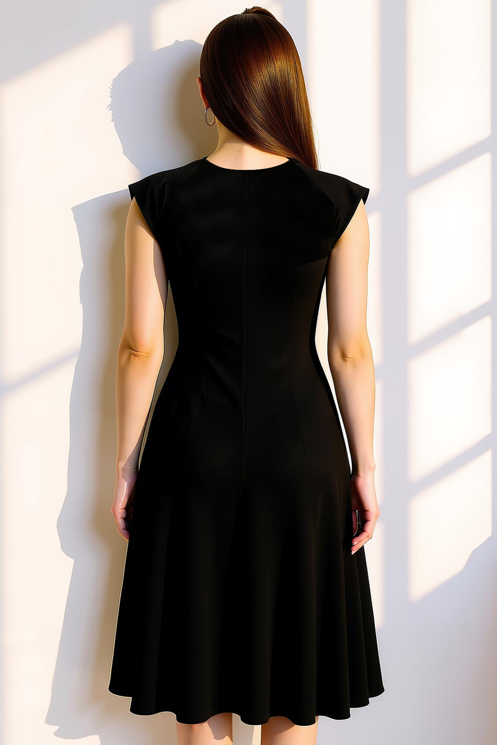 Modecrush Black A-Line Crew Neck Chiffon Formal Dress with Sequin