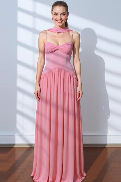 Modecrush Royal Blue A-Line Spaghetti Straps Chiffon Long Formal Dress 