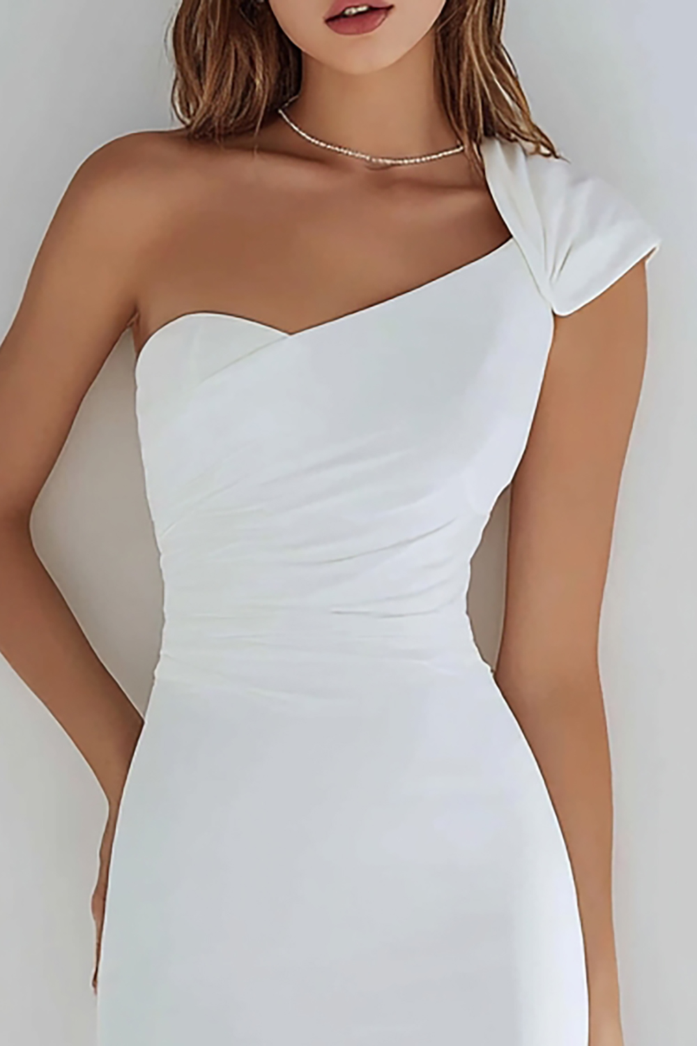 Simple Ivory A-Line One Shoulder Short Graduation Dress 