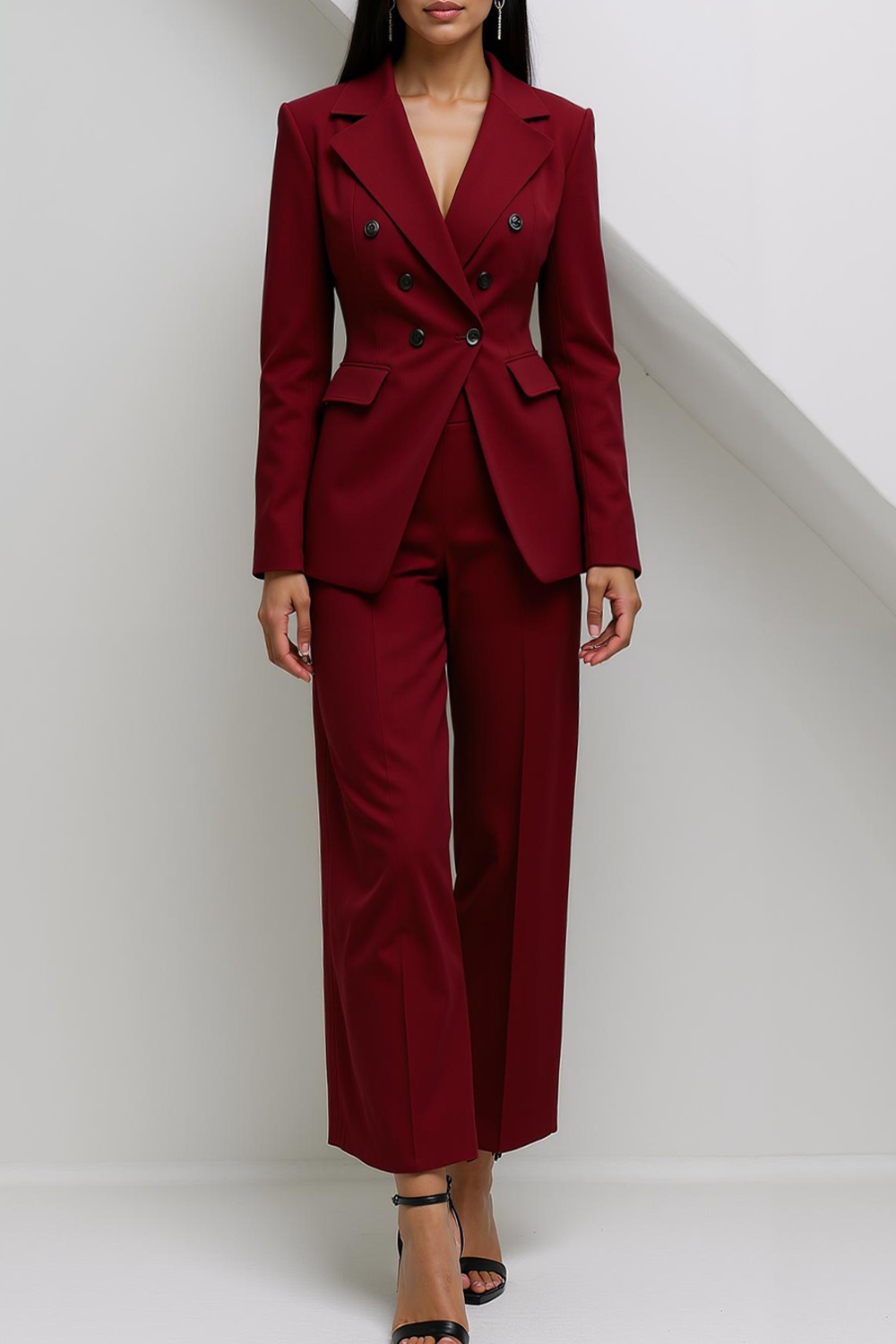 Modecrush Dark Purple Two Piece Shawl Lapel Long Sleeves Suits