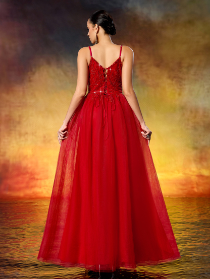 Leely Women's Beaded Deep V-Neck Party Dress Elegant Dress For Wedding Guest, Formal Evening