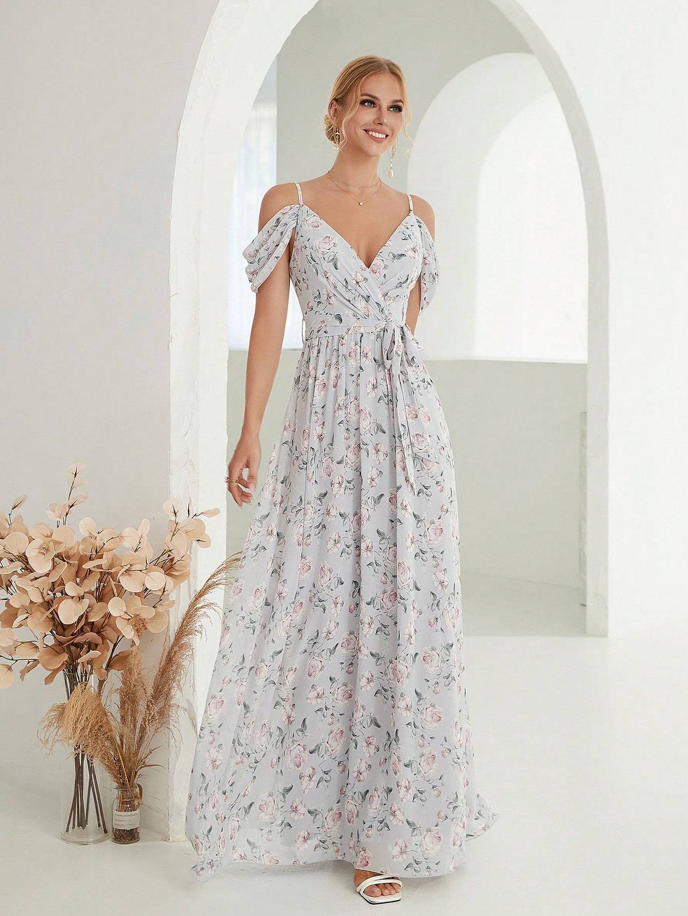 Leely Women's Elegant Sweetheart Cloak Sleeve Lace A-Line Dress