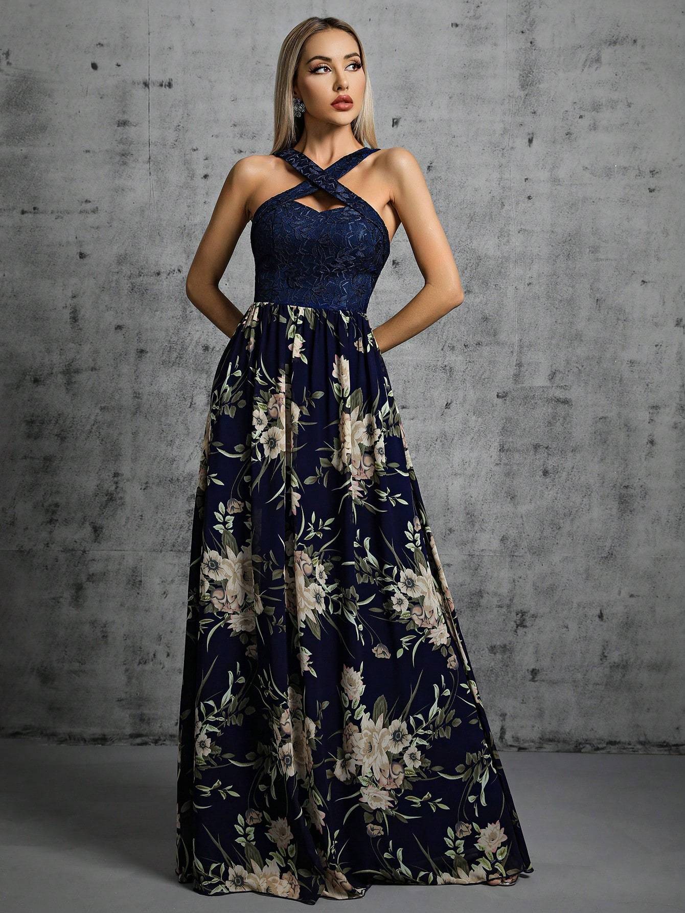 Leely Elegant Halter Sleeveless A-line Party Dress