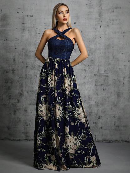 Leely Elegant Halter Sleeveless A-line Party Dress
