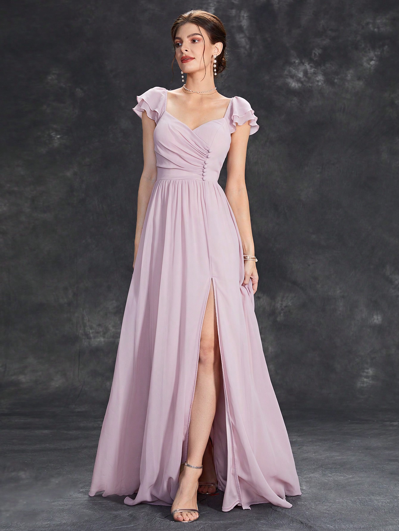 Leely Women's Elegant Sweetheart Cloak Sleeve Lace A-Line Dress