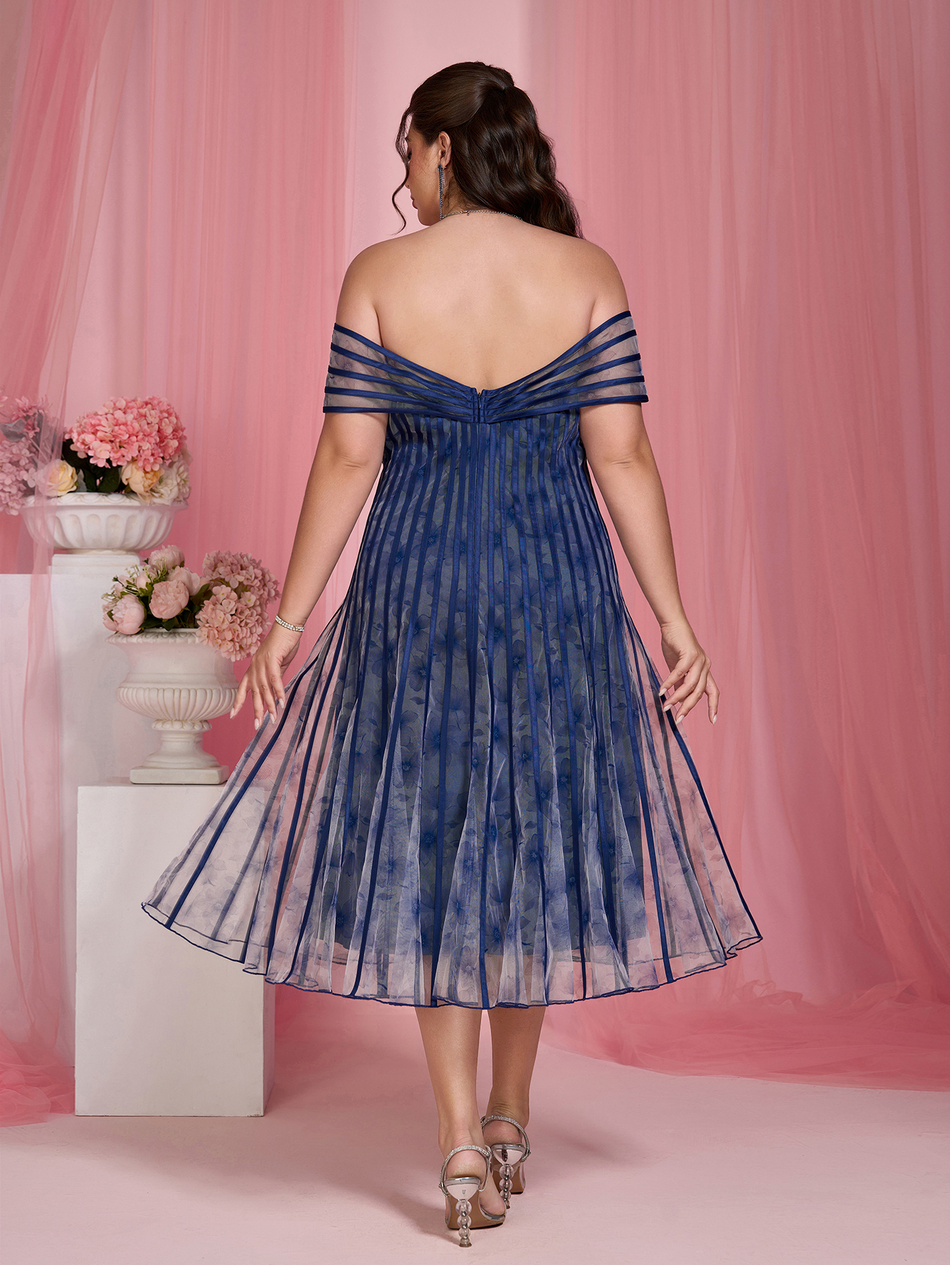 Leely Plus Women's Elegant Off The Shoulder A-line Party Dress