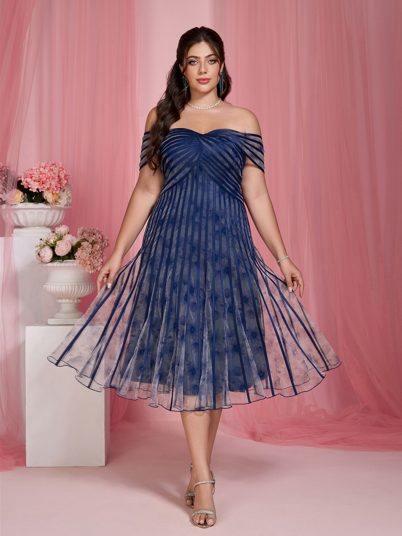 Leely Plus Women's Elegant Off The Shoulder A-line Party Dress