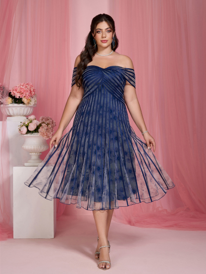 Leely Plus Women's Elegant Off The Shoulder A-line Party Dress