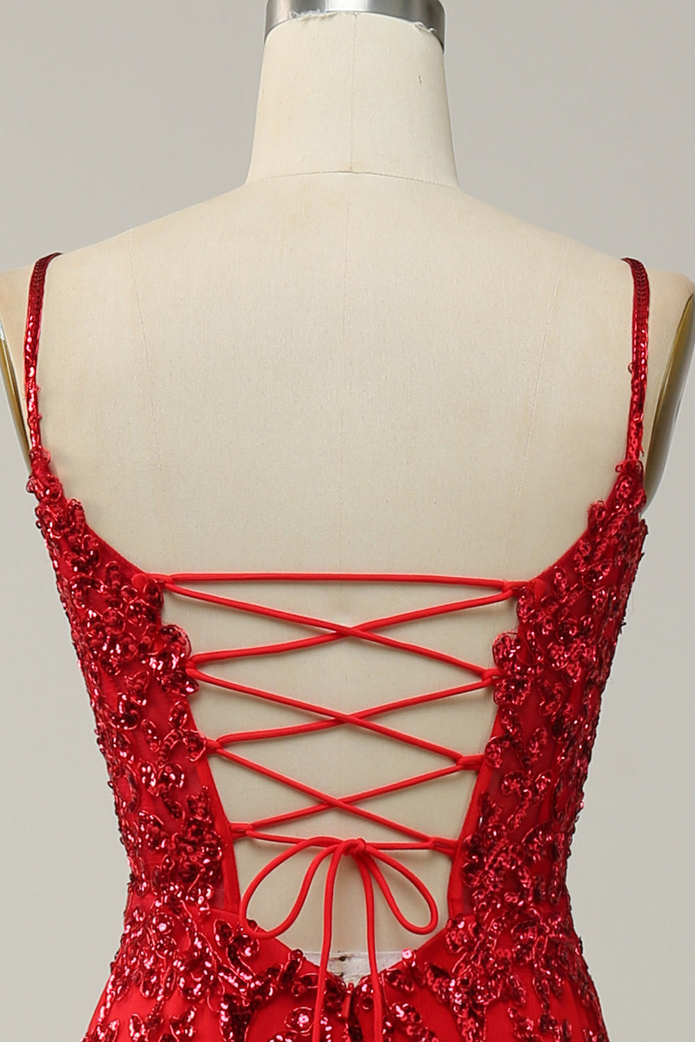 Modecrush Mermaid Spaghetti Straps Royal Blue Sequins Long Prom Dress with Split Front