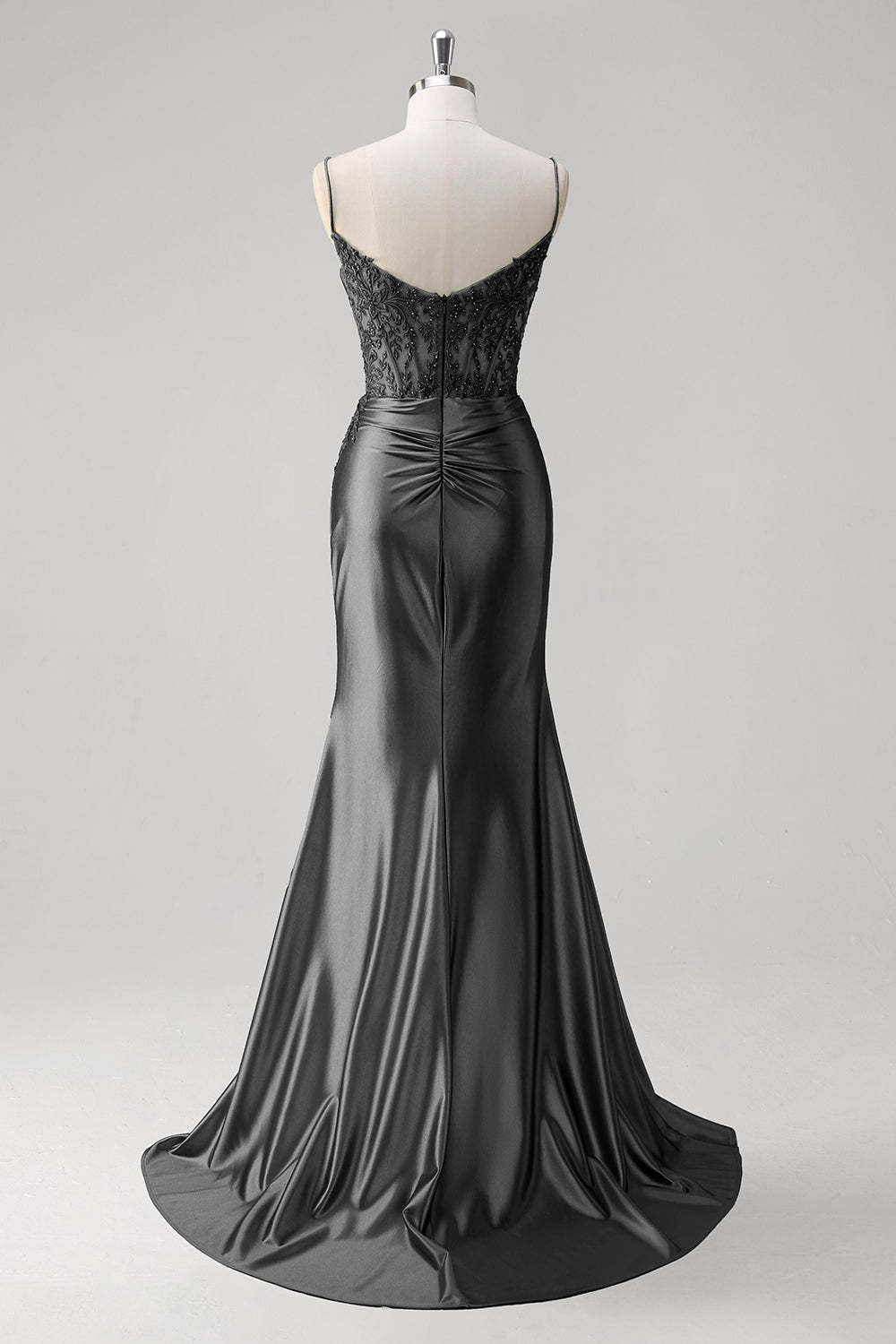 Modecrush Mermaid Green Corset Spaghetti Straps Pleated Prom Dress