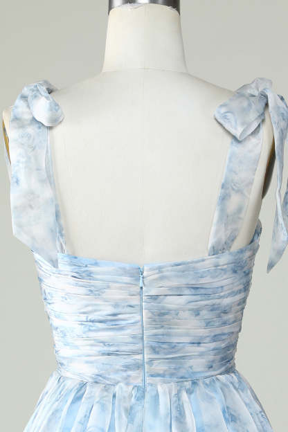 Grey Blue A Line Spaghetti Straps Short Homecoming Dress