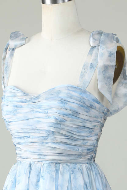 Grey Blue A Line Spaghetti Straps Short Homecoming Dress