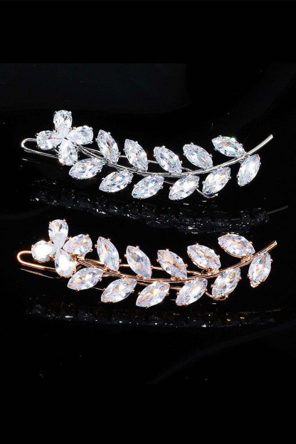 Crystal Leaves Hair Clips