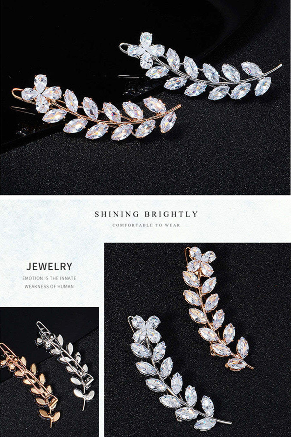 Crystal Leaves Hair Clips