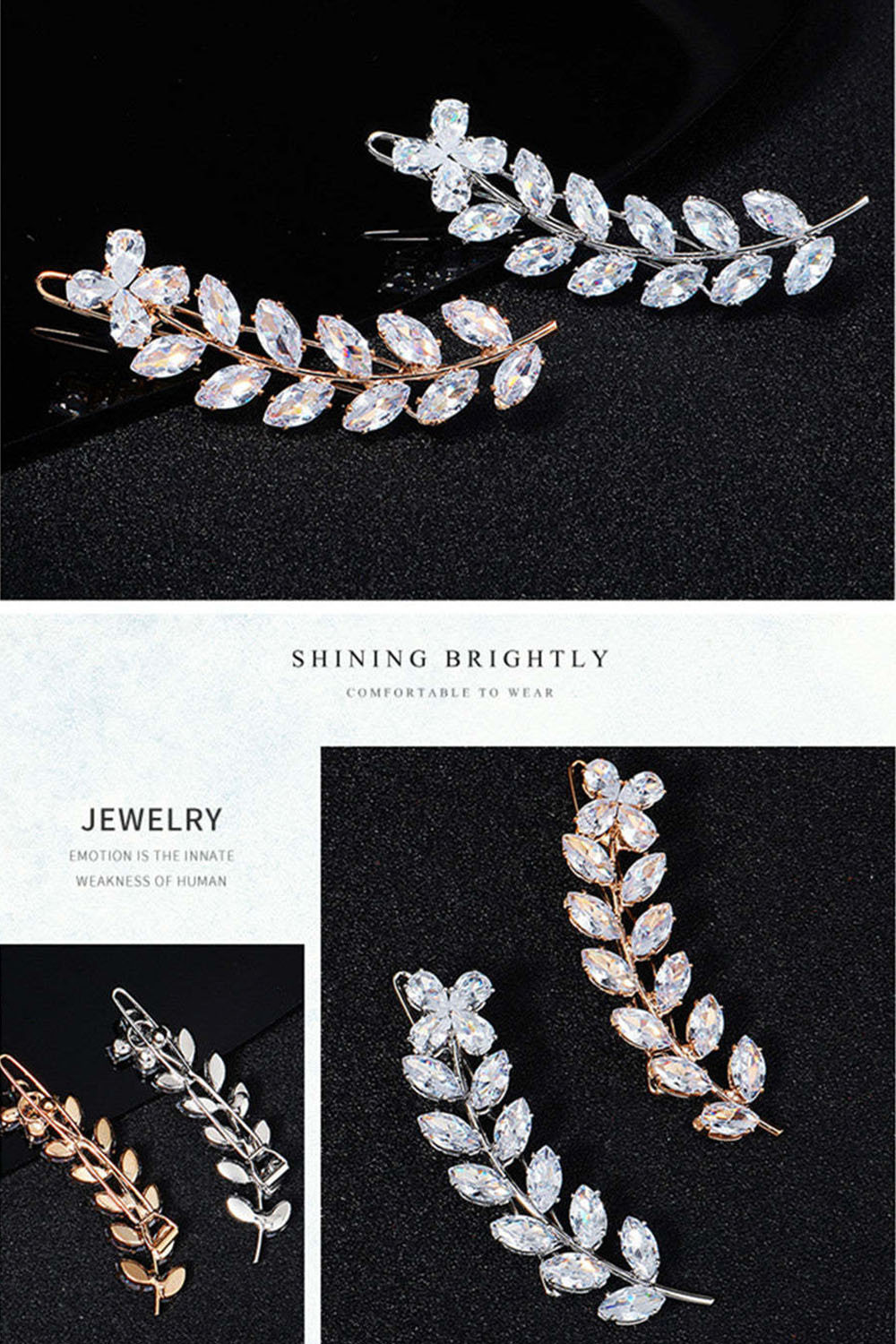 Crystal Leaves Hair Clips