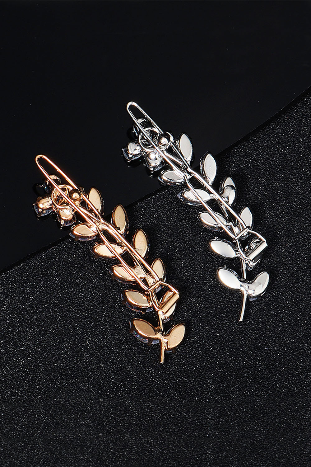 Crystal Leaves Hair Clips