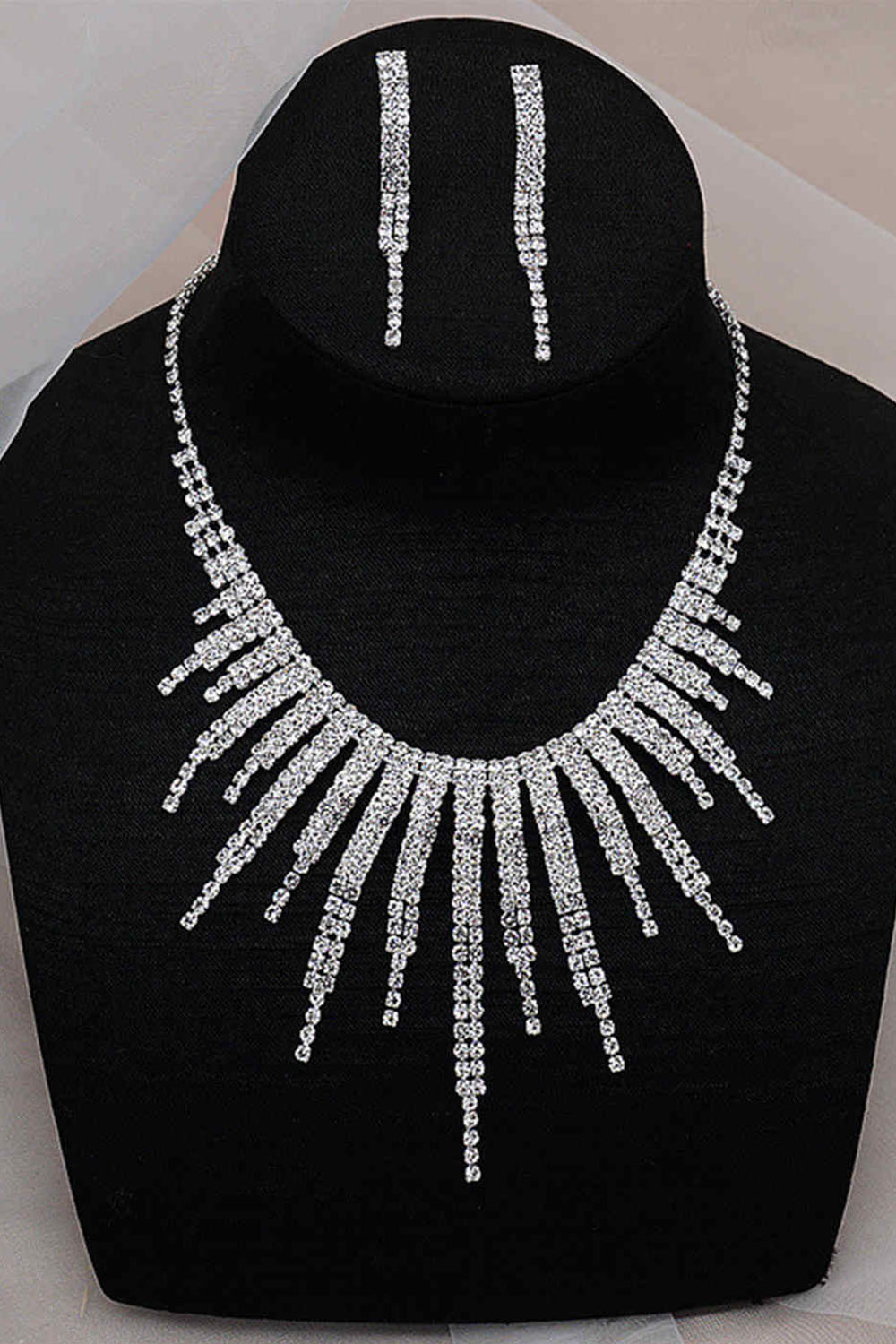Crystal Tassel Necklace and Ring Jewelry Set