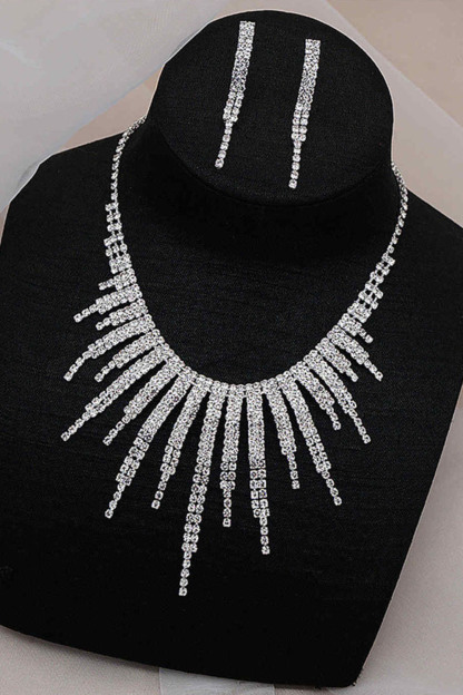 Crystal Tassel Necklace and Ring Jewelry Set