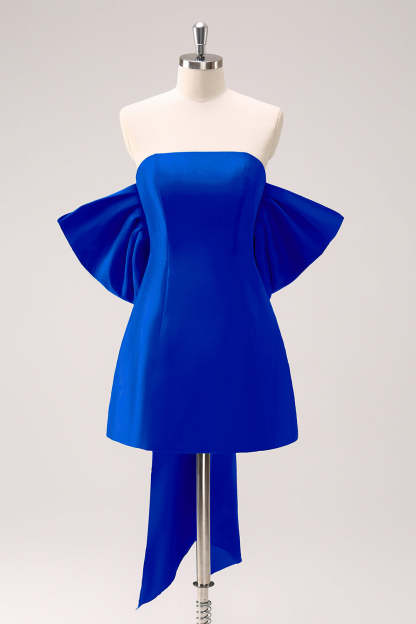 A-Line Dark Green Strapless Short Homecoming Dress with Bow