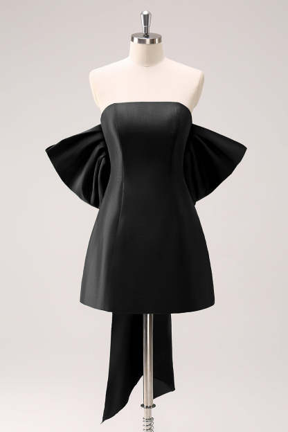 A-Line Dark Green Strapless Short Homecoming Dress with Bow