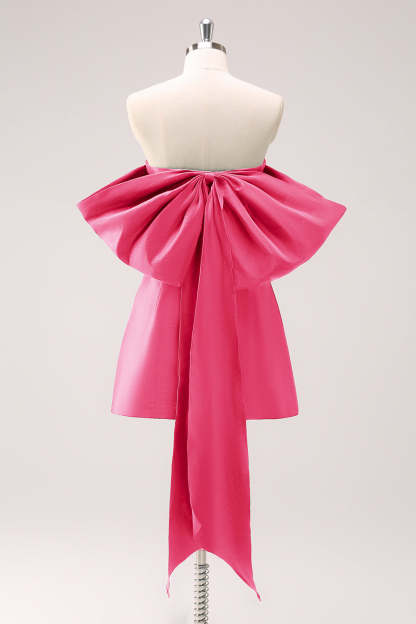 A-Line Dark Green Strapless Short Homecoming Dress with Bow