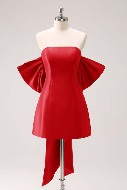 A-Line Dark Green Strapless Short Homecoming Dress with Bow