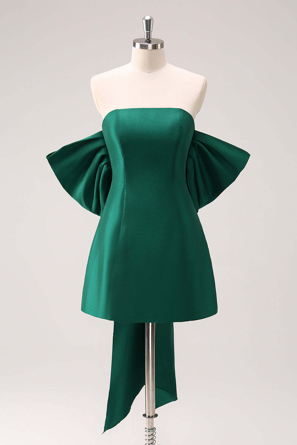 A-Line Dark Green Strapless Short Homecoming Dress with Bow