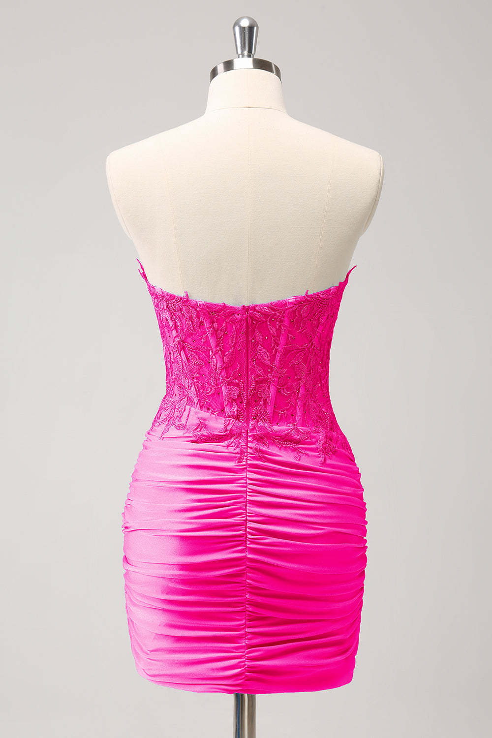 Fuchsia Sweetheart Corset Tight Homecoming Dress with Beading