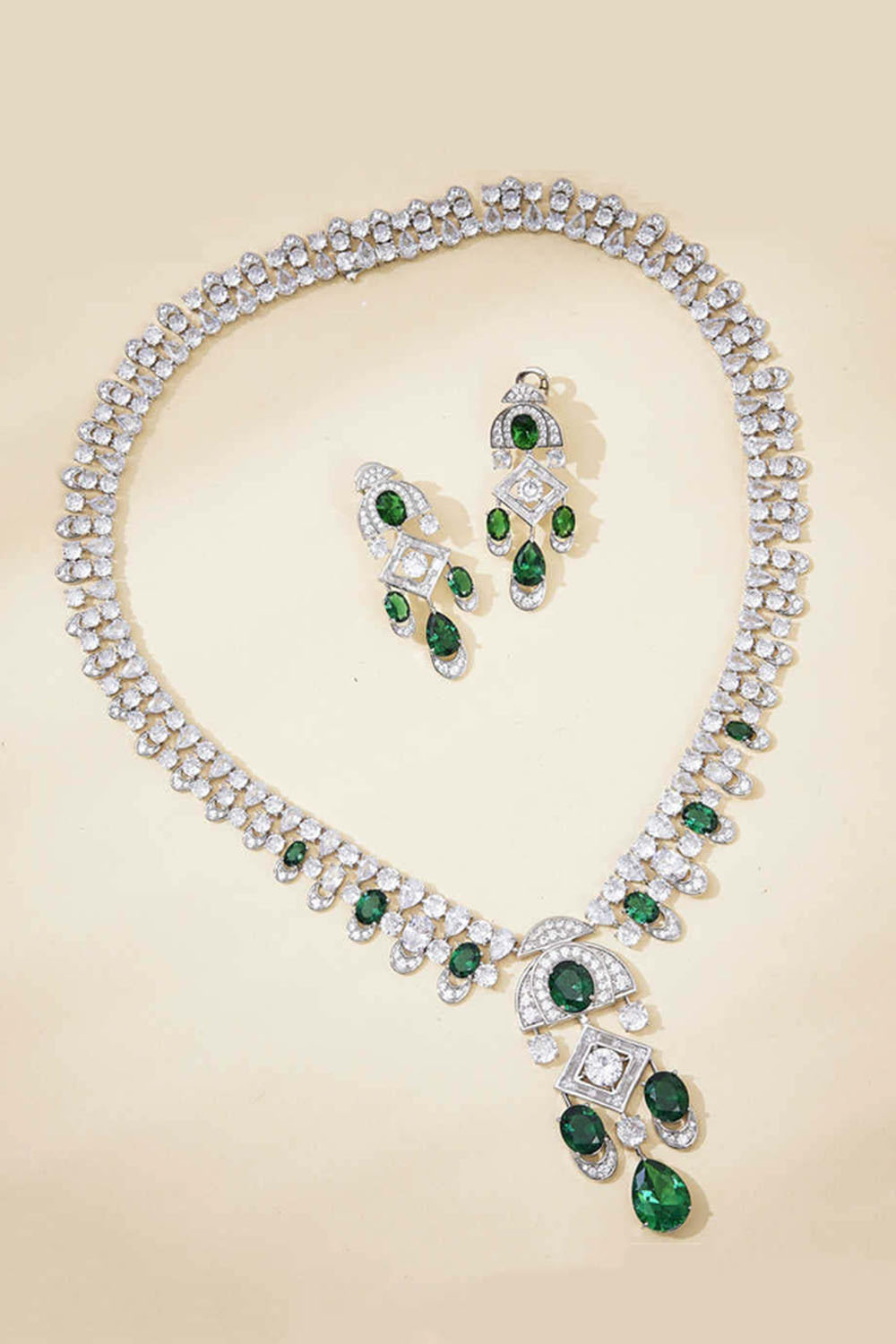 Green Zircon 18K Gold Plated Copper Jewelry Set