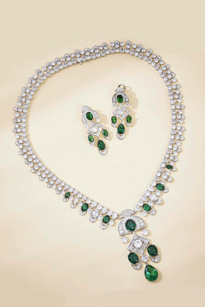 Green Zircon 18K Gold Plated Copper Jewelry Set