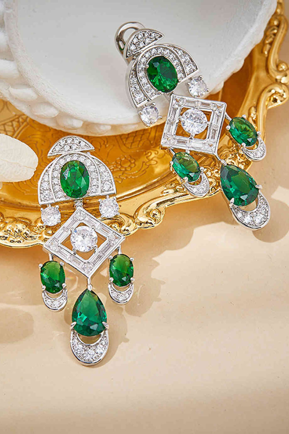 Green Zircon 18K Gold Plated Copper Jewelry Set