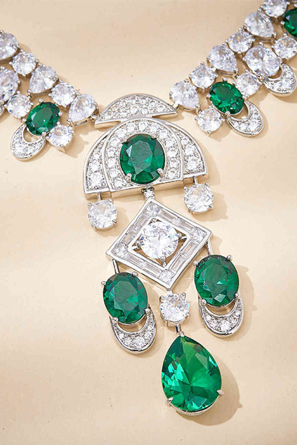 Green Zircon 18K Gold Plated Copper Jewelry Set