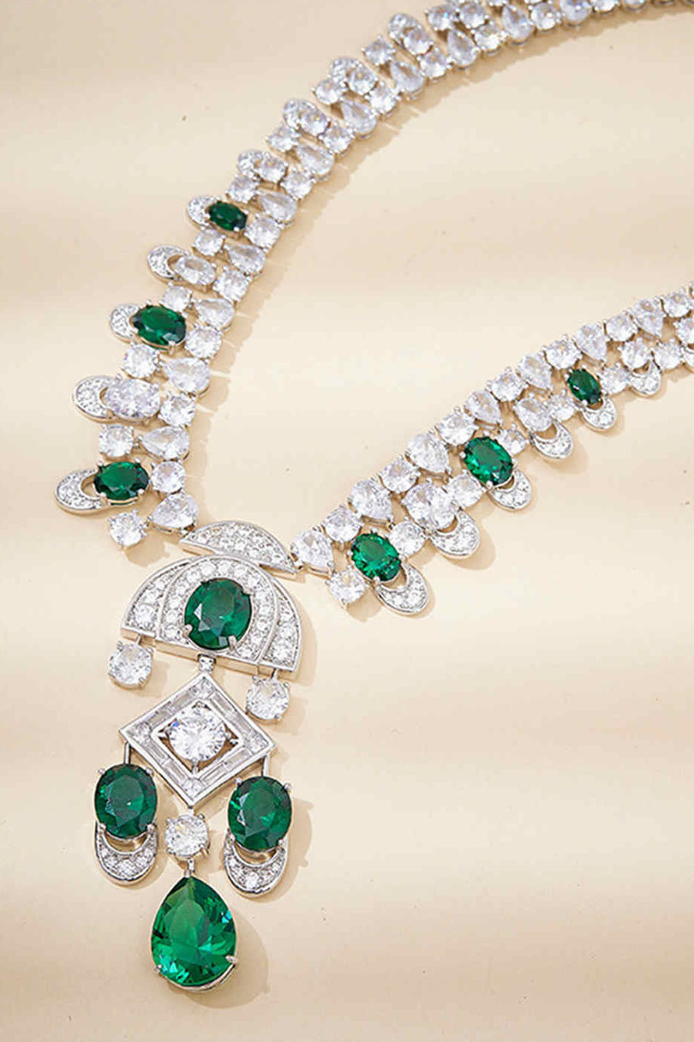 Green Zircon 18K Gold Plated Copper Jewelry Set