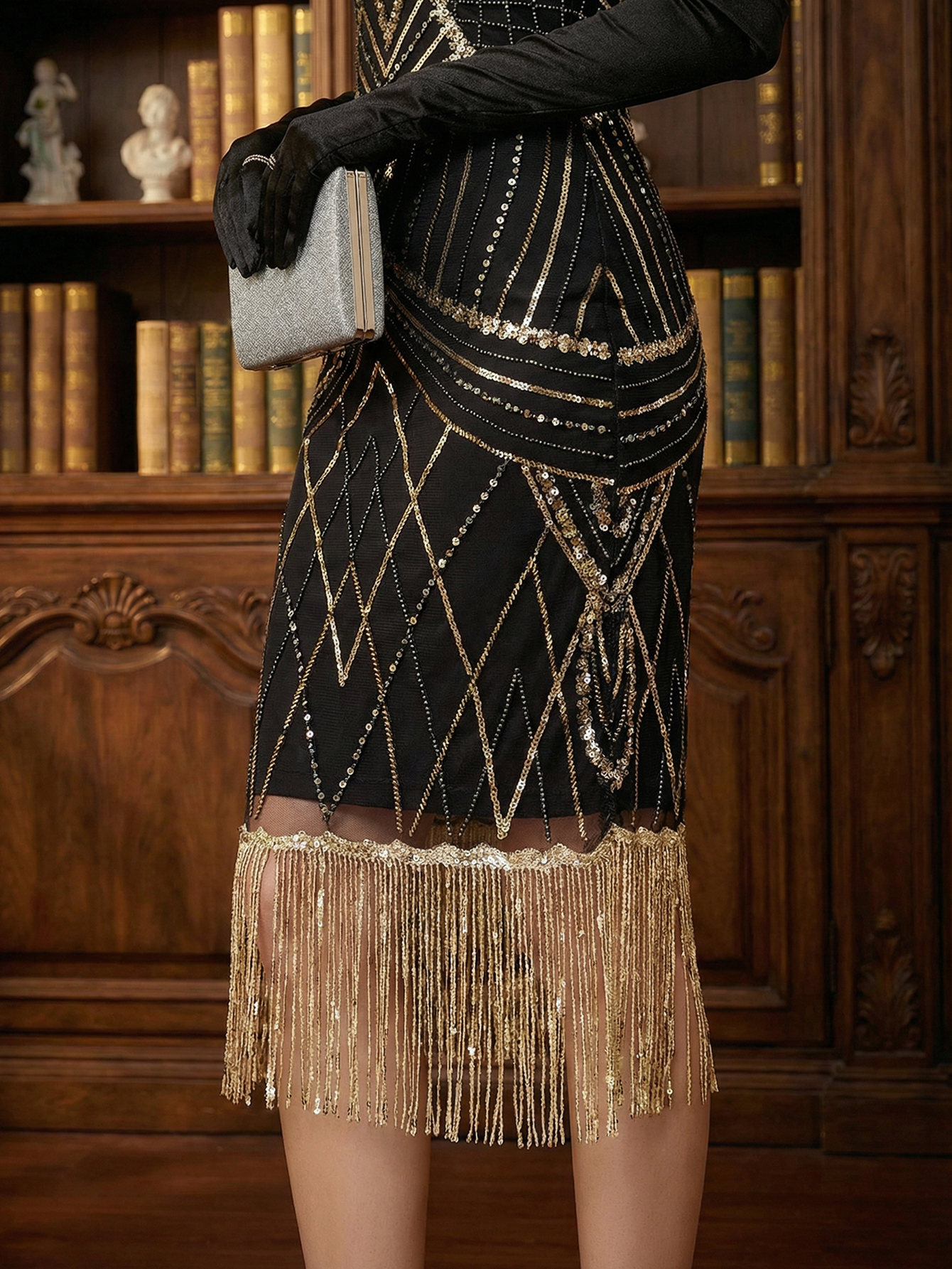 Leely 1920s Spaghetti Straps Sleeveless Fringed Vintage Dress