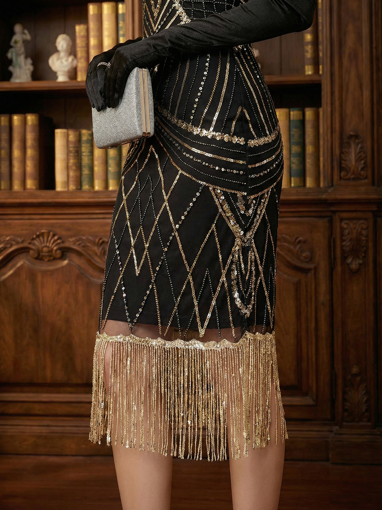 Leely 1920s Spaghetti Straps Sleeveless Fringed Vintage Dress
