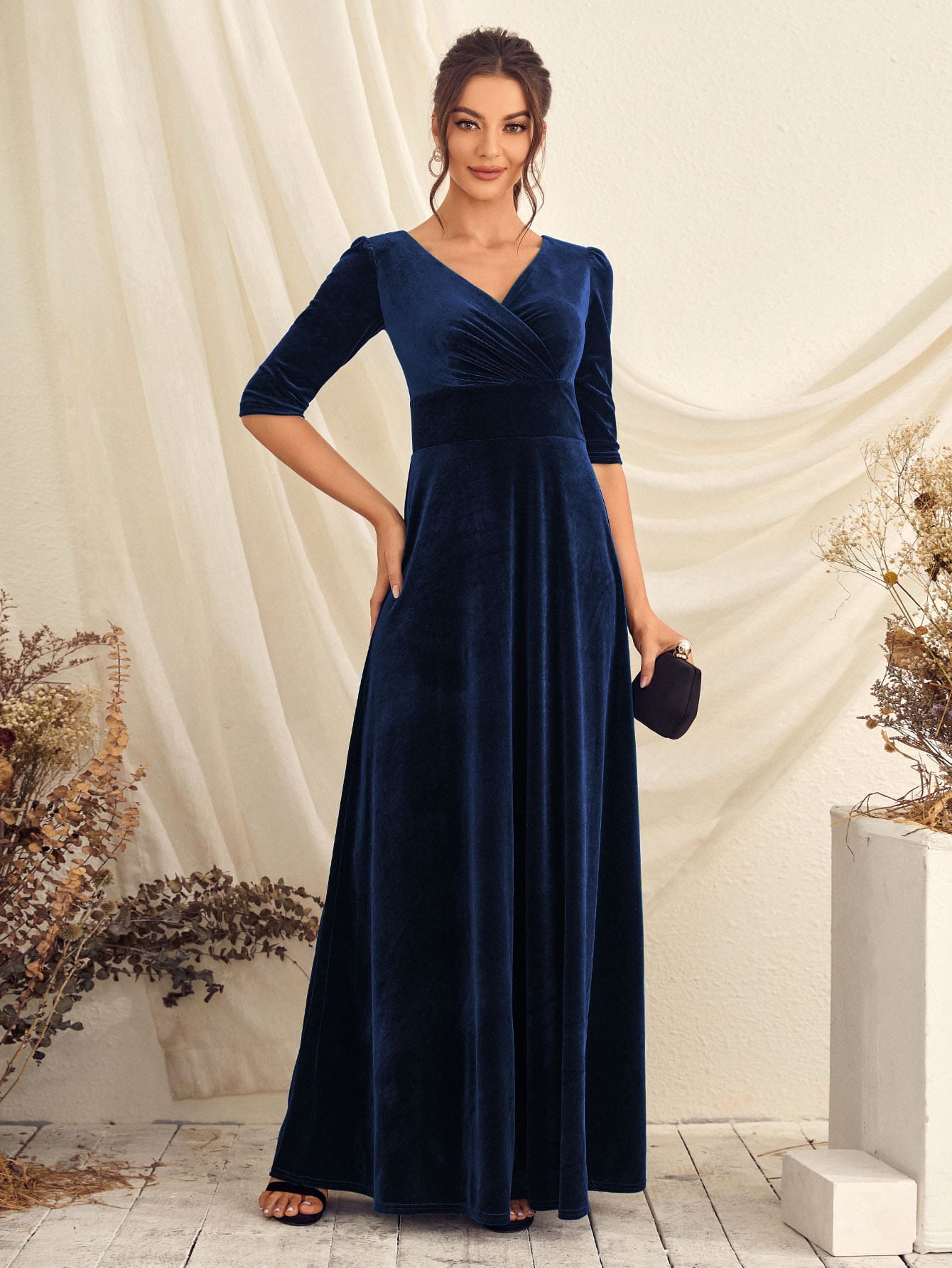 Leely Women's Elegant Sweetheart Cloak Sleeve Lace A-Line Dress