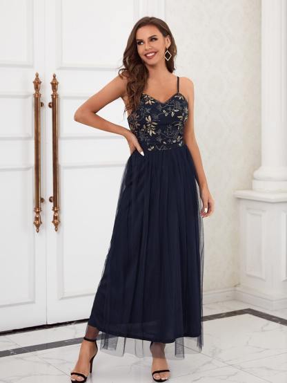 Leely Women's Elegant Sweetheart Cloak Sleeve Lace A-Line Dress
