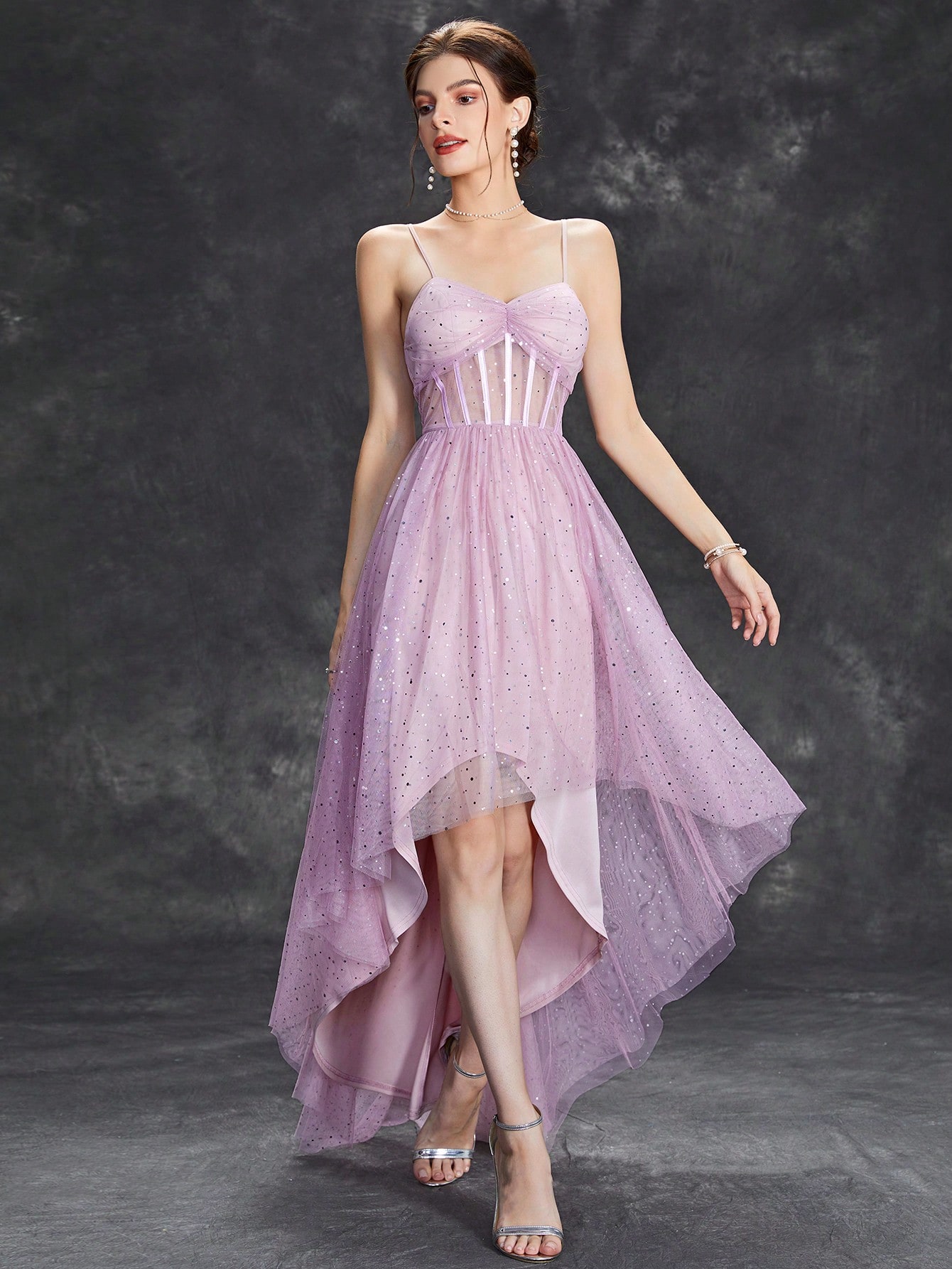 Leely Women's Elegant Sweetheart Cloak Sleeve Lace A-Line Dress